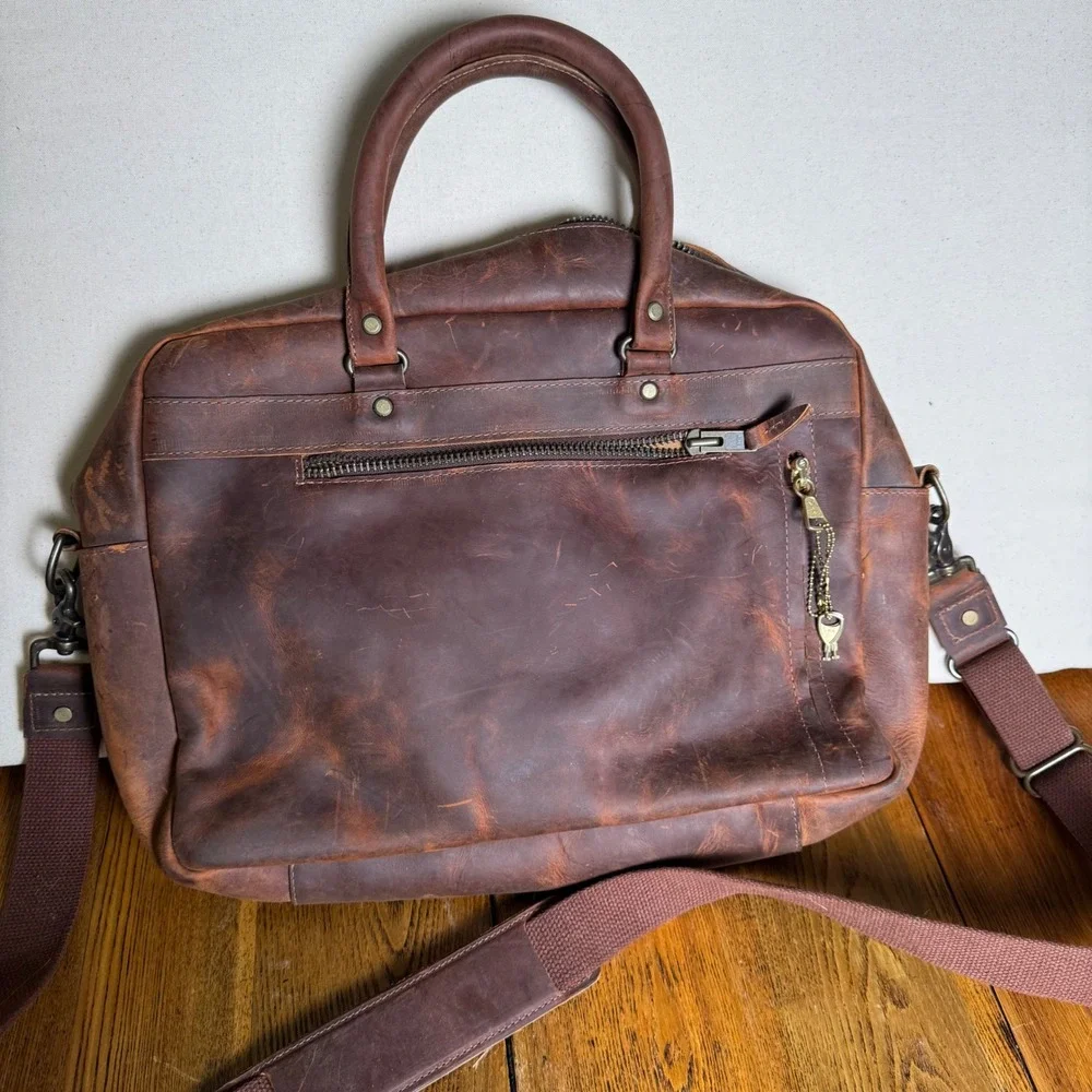 Authentic Vtg Heavy Leather NRA Expedition Gear Range Safari Bag 16x11x4